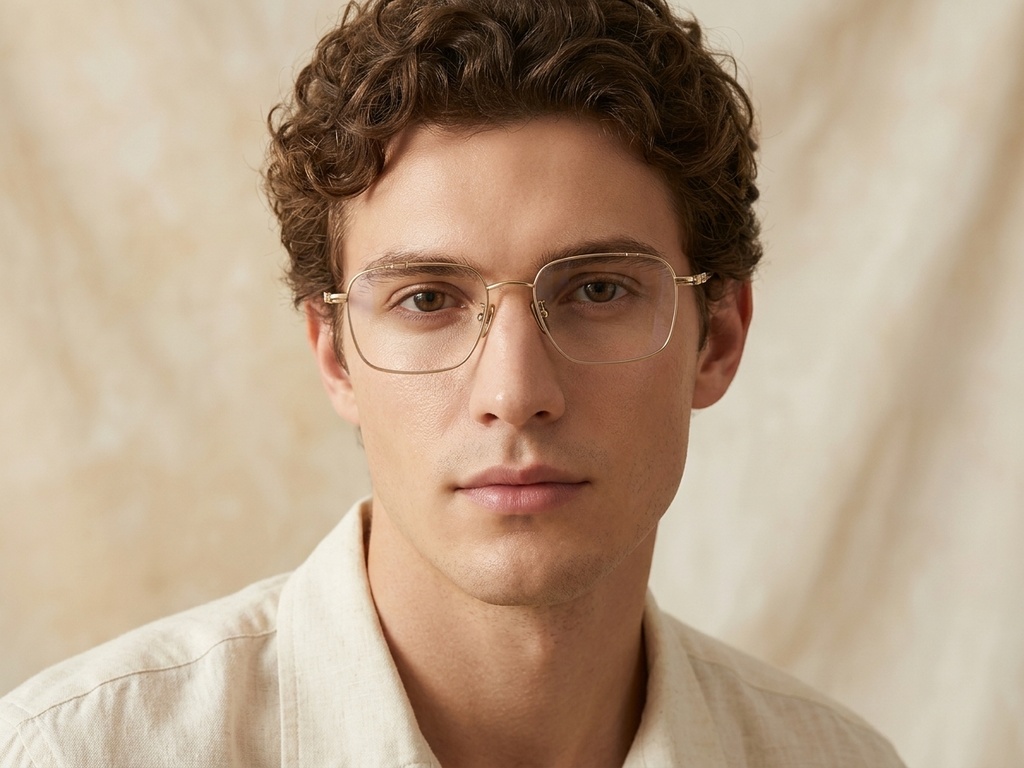 BS1913-0424_Golden_Rectangular_Titanium_Glasses_front