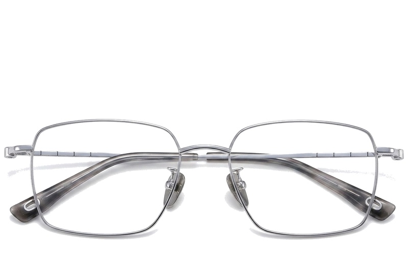 BS1913-0425_Silver_Rectangular_Titanium_Glasses_front