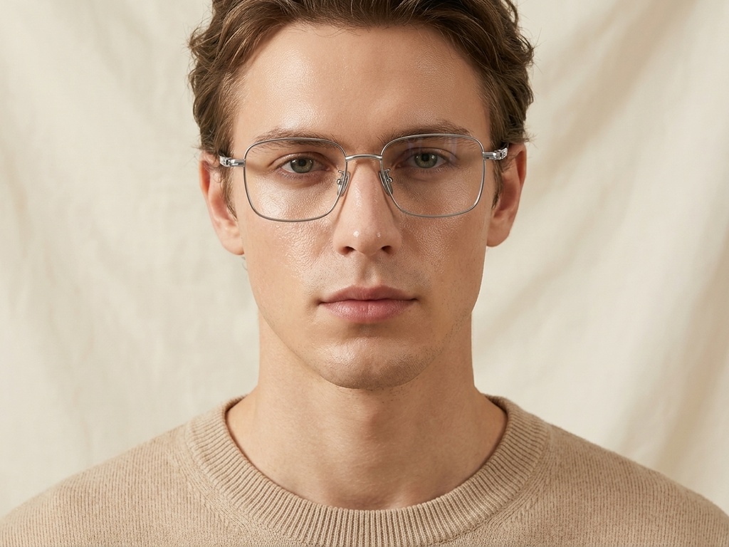 BS1913-0425_Silver_Rectangular_Titanium_Glasses_front