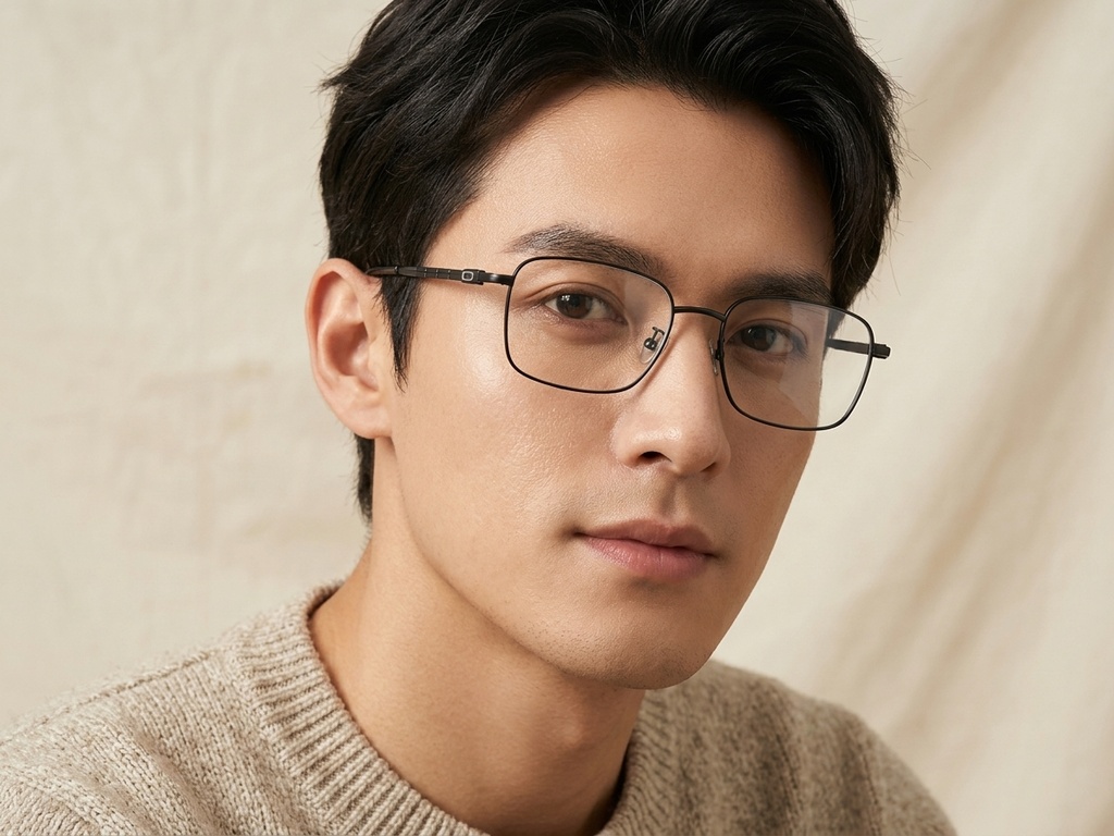 BS1913-0426_Black_Rectangular_Titanium_Glasses_front