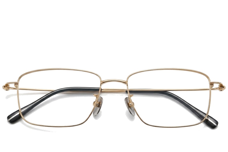BS1913-0428_Golden_Rectangular_Titanium_Glasses_front