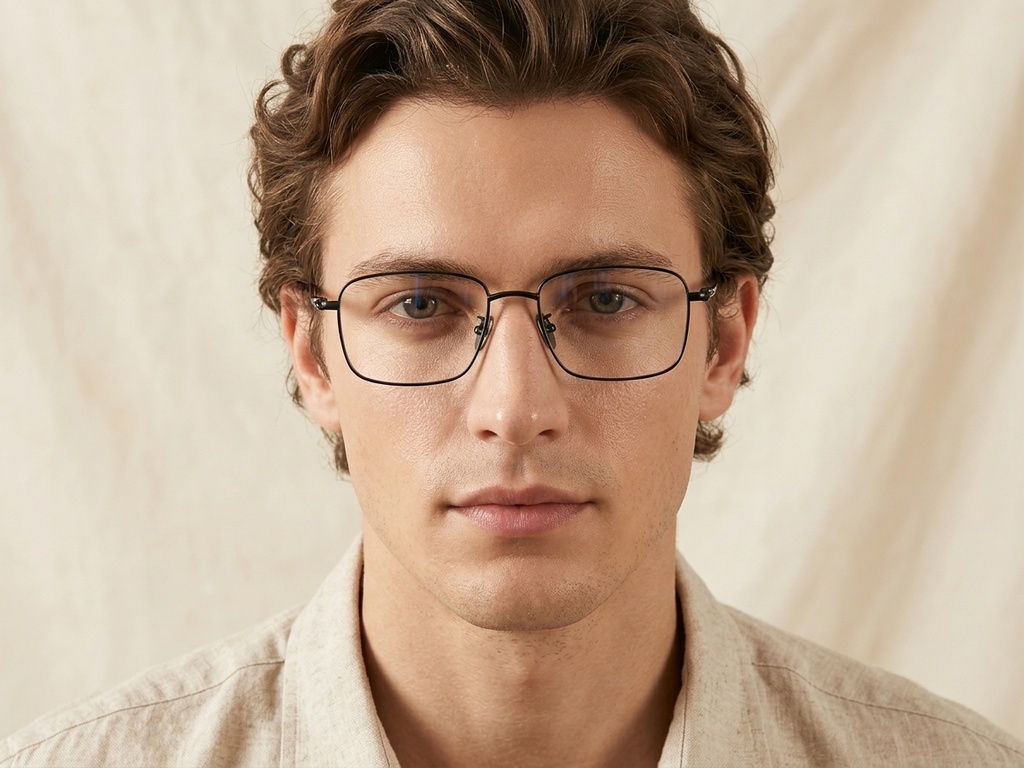BS1913-0430_Black_Rectangular_Titanium_Glasses_front