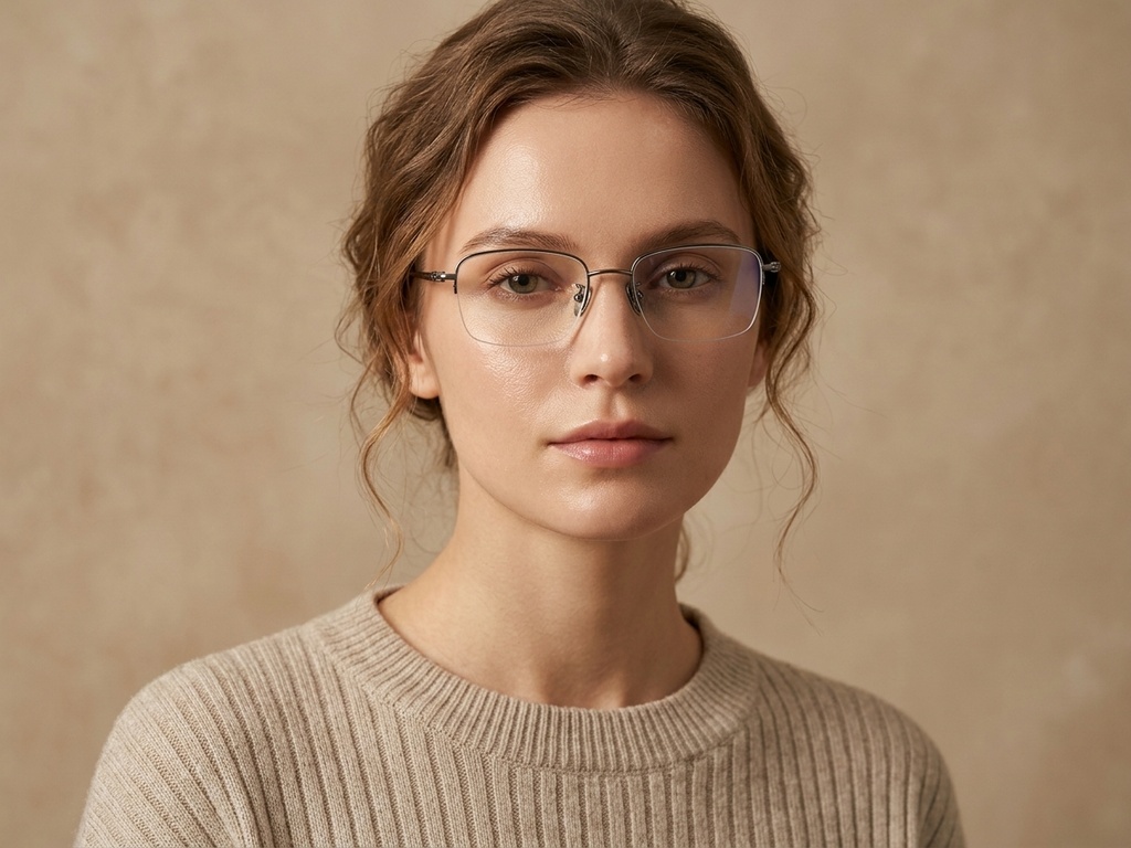 BS1913-0431_Grey_Semi-rimless_Titanium_Glasses_front