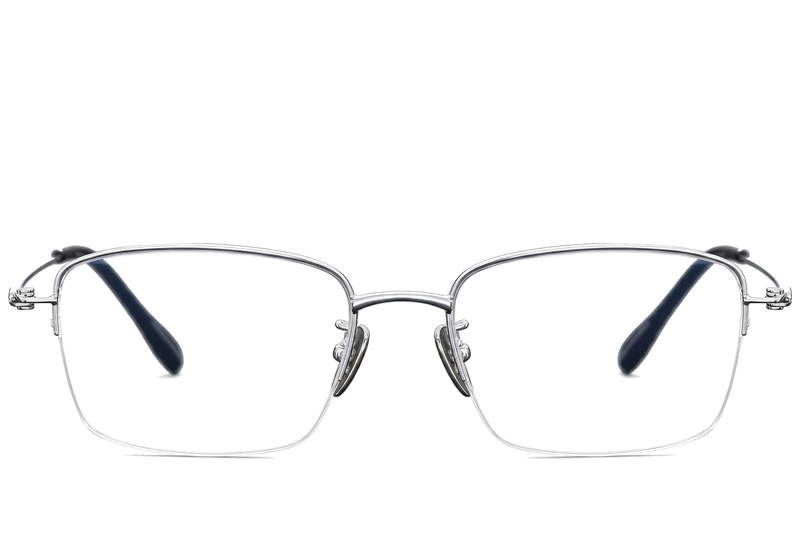 BS1913-0433_Silver_Semi-rimless_Titanium_Glasses_front