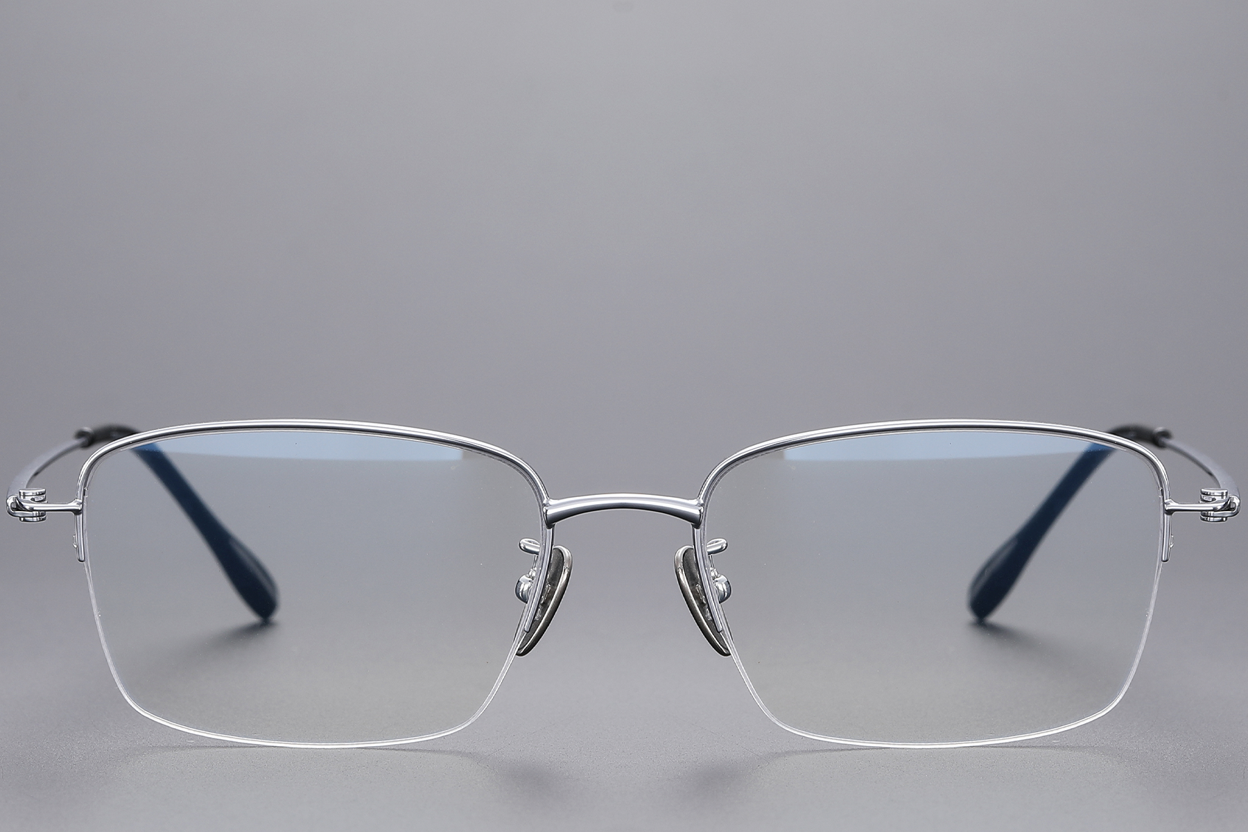 BS1913-0433_Silver_Semi-rimless_Titanium_Glasses_front
