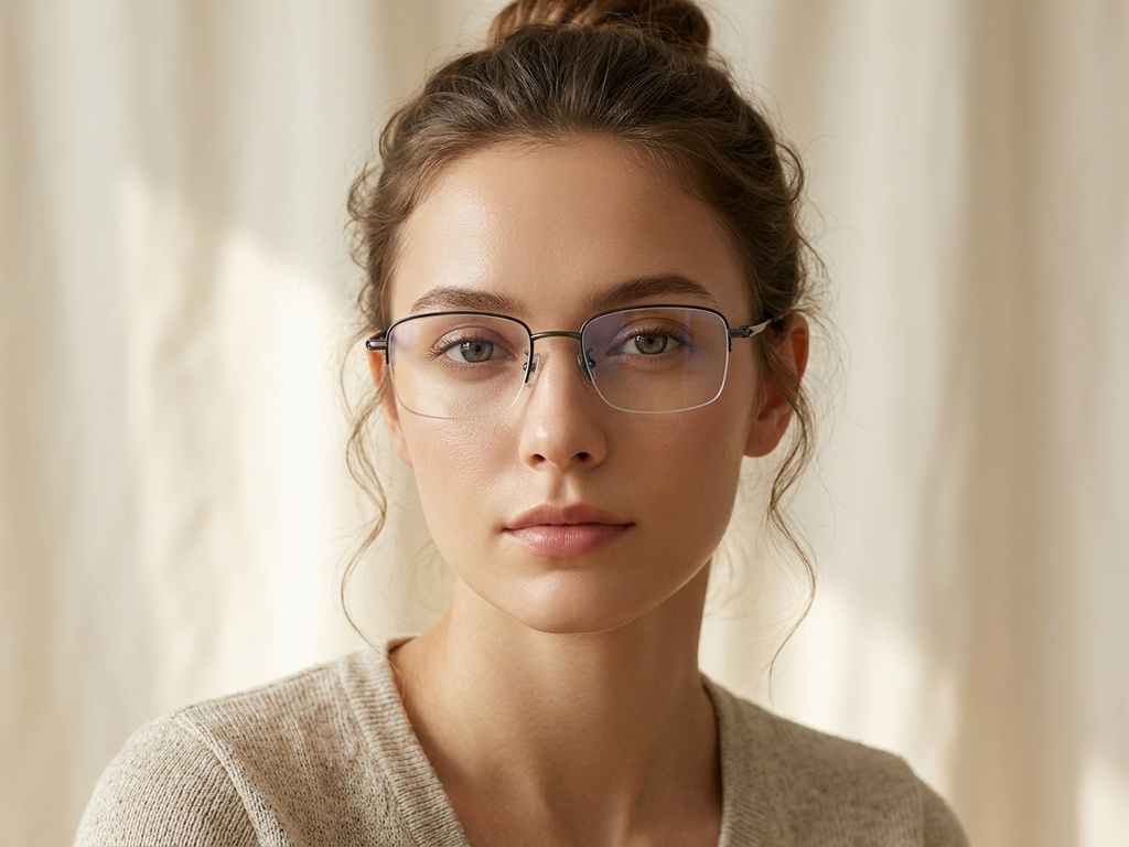 BS1913-0434_Black_Semi-rimless_Titanium_Glasses_front