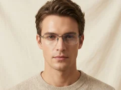 BS1913-0434_Black_Semi-rimless_Titanium_Glasses_front