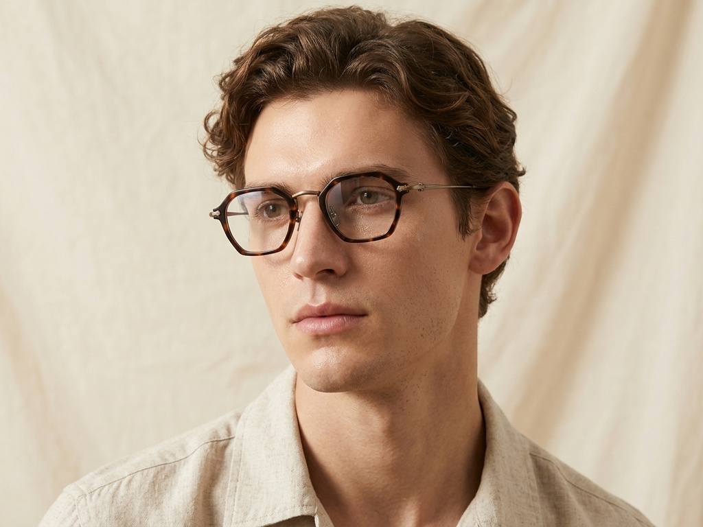 BS1913-0437_Tortoiseshell_Geometric_Titanium_Glasses_front