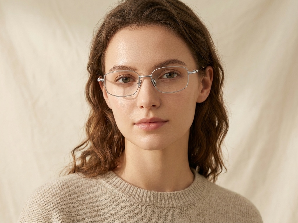 BS1913-0450_Silver_Rectangular_Titanium_Glasses_front