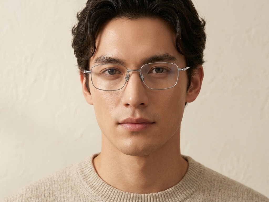 BS1913-0450_Silver_Rectangular_Titanium_Glasses_front