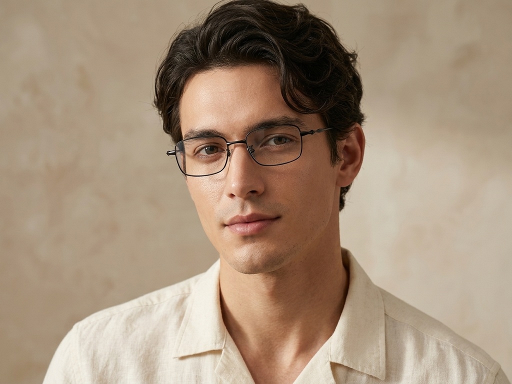 BS1913-0451_Black_Rectangular_Titanium_Glasses_front