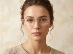 Gafas ovaladas de titanio blanco #BS1913-0457