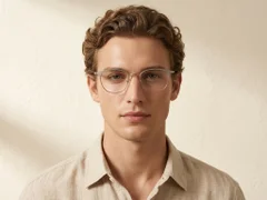 Gafas ovaladas de titanio blanco #BS1913-0457