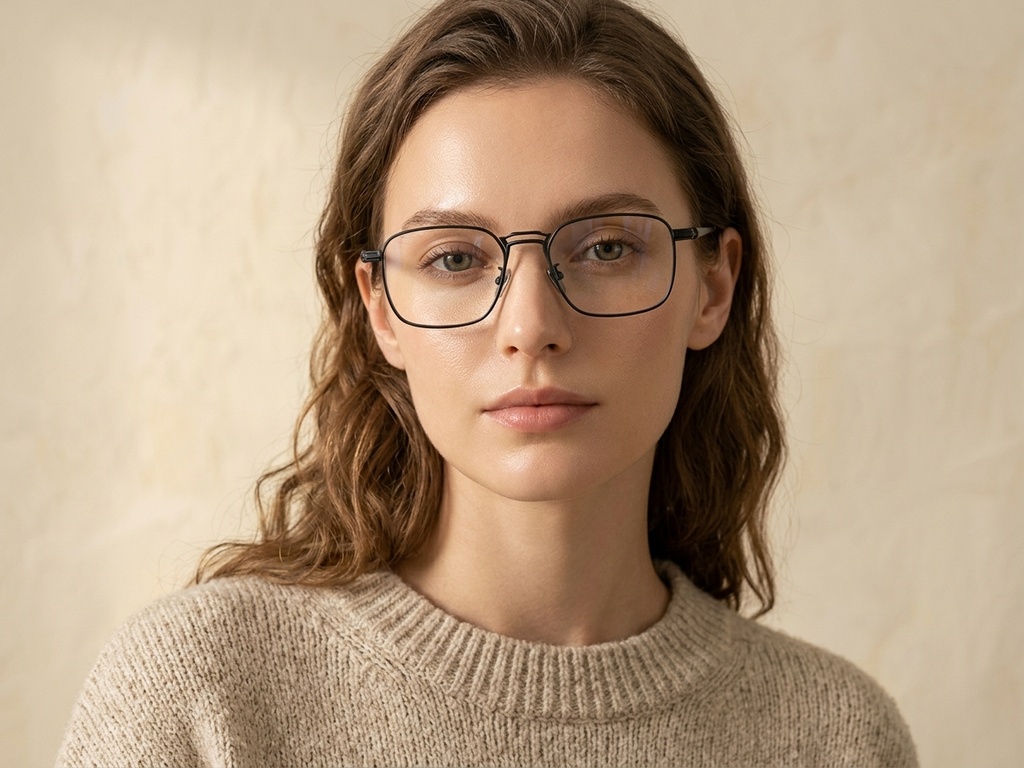 BS1913-0466_Black_Rectangular_Titanium_Glasses-tryon_female