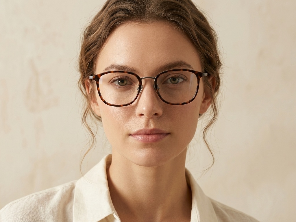 BS1913-0483_Tortoiseshell_Rectangular_Titanium_Glasses-tryon_female
