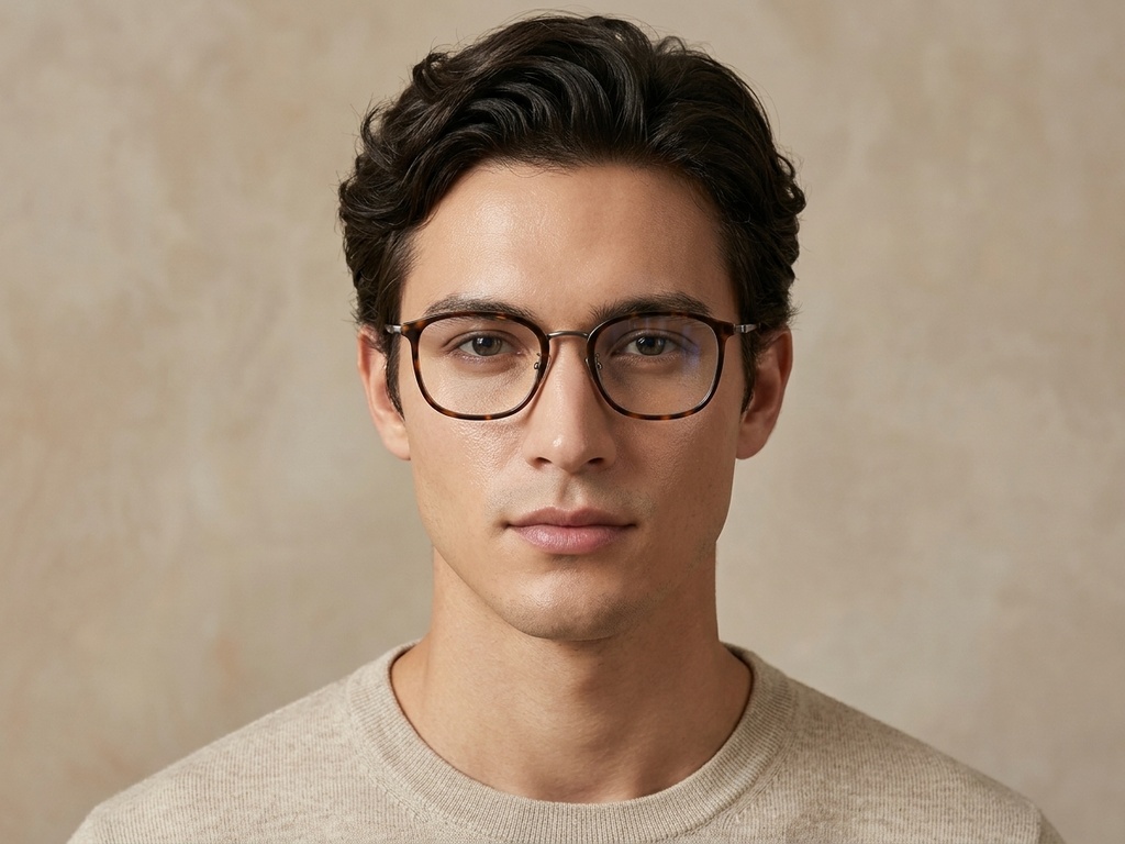 BS1913-0483_Tortoiseshell_Rectangular_Titanium_Glasses-tryon_male
