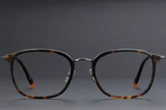 BS1913-0483_Tortoiseshell_Rectangular_Titanium_Glasses_front