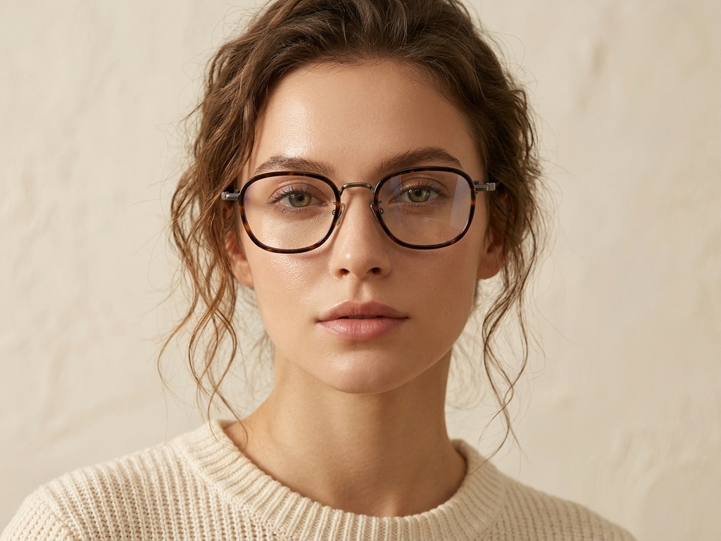 BS1913-0485_Tortoiseshell_Rectangular_Titanium_Glasses-tryon_female