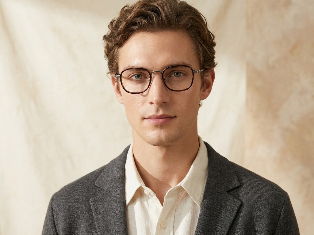 BS1913-0485_Tortoiseshell_Rectangular_Titanium_Glasses-tryon_male