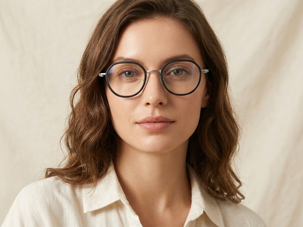 BS1913-0522_Black_Geometric_Titanium_Glasses-tryon_female