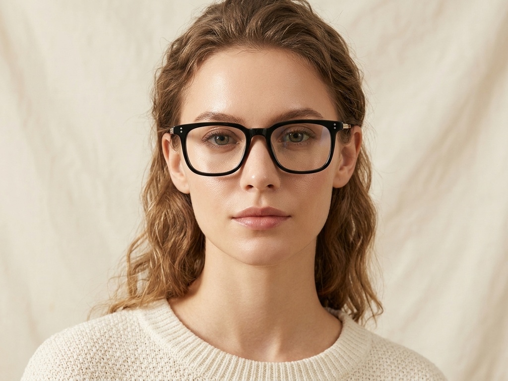 BS1913-0543_Black_Rectangular_Titanium_Glasses-tryon_female