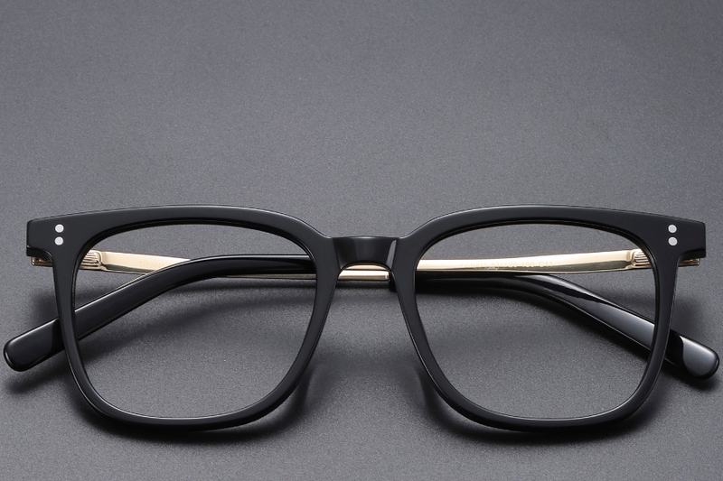 Dark Rectangular Goggles Rectangular Black Titanium Glasses #BS1913-0543
