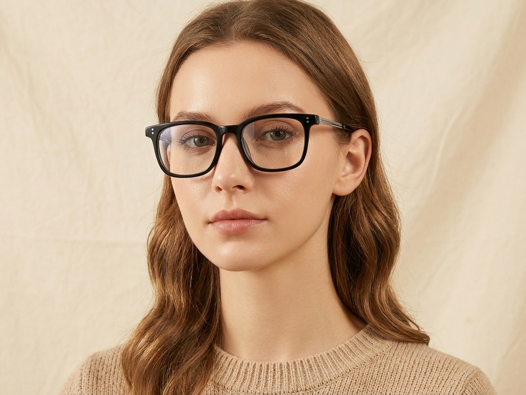 BS1913-0544_Black_Rectangular_Titanium_Glasses-tryon_female