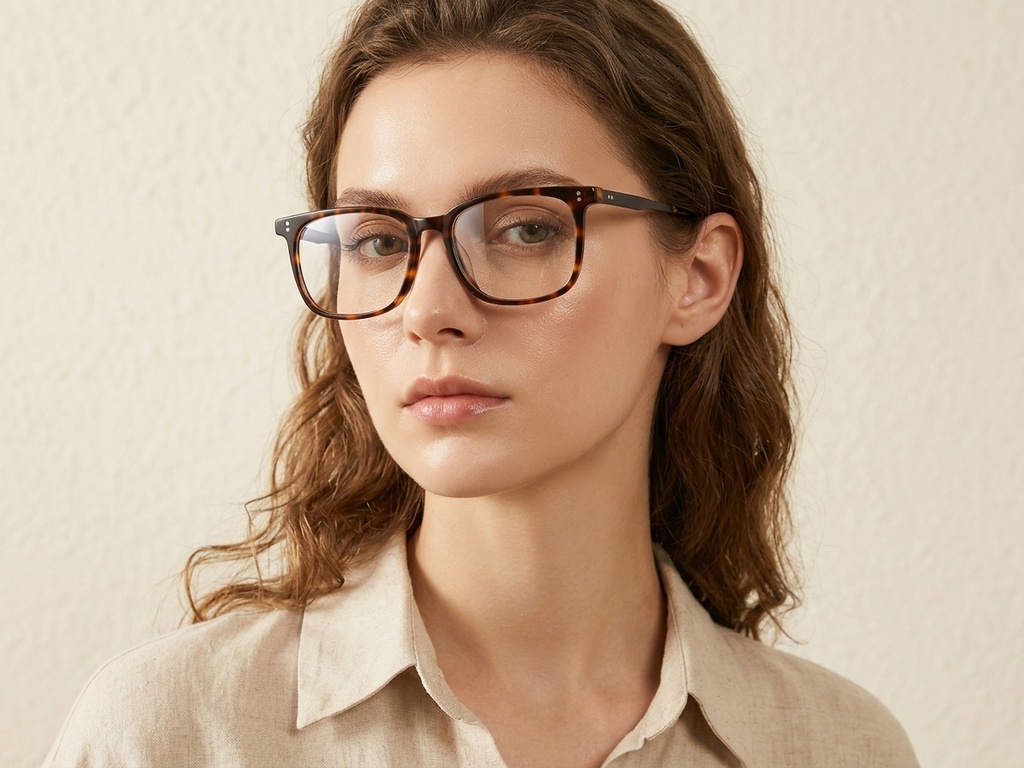 BS1913-0546_Tortoiseshell_Rectangular_Titanium_Glasses-tryon_female