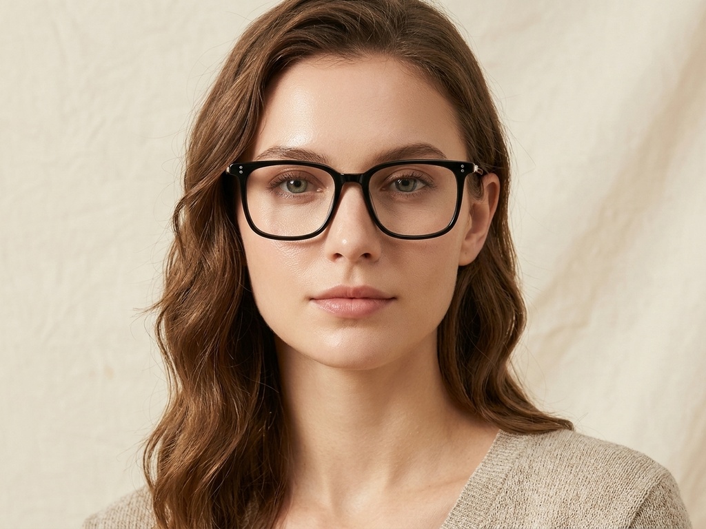 BS1913-0547_Black_Rectangular_Titanium_Glasses-tryon_female