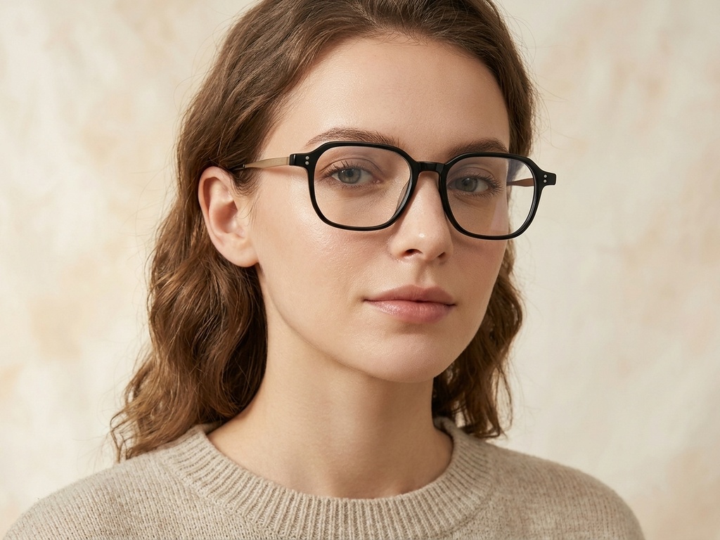 BS1913-0559_Black_Rectangular_Titanium_Glasses-tryon_female