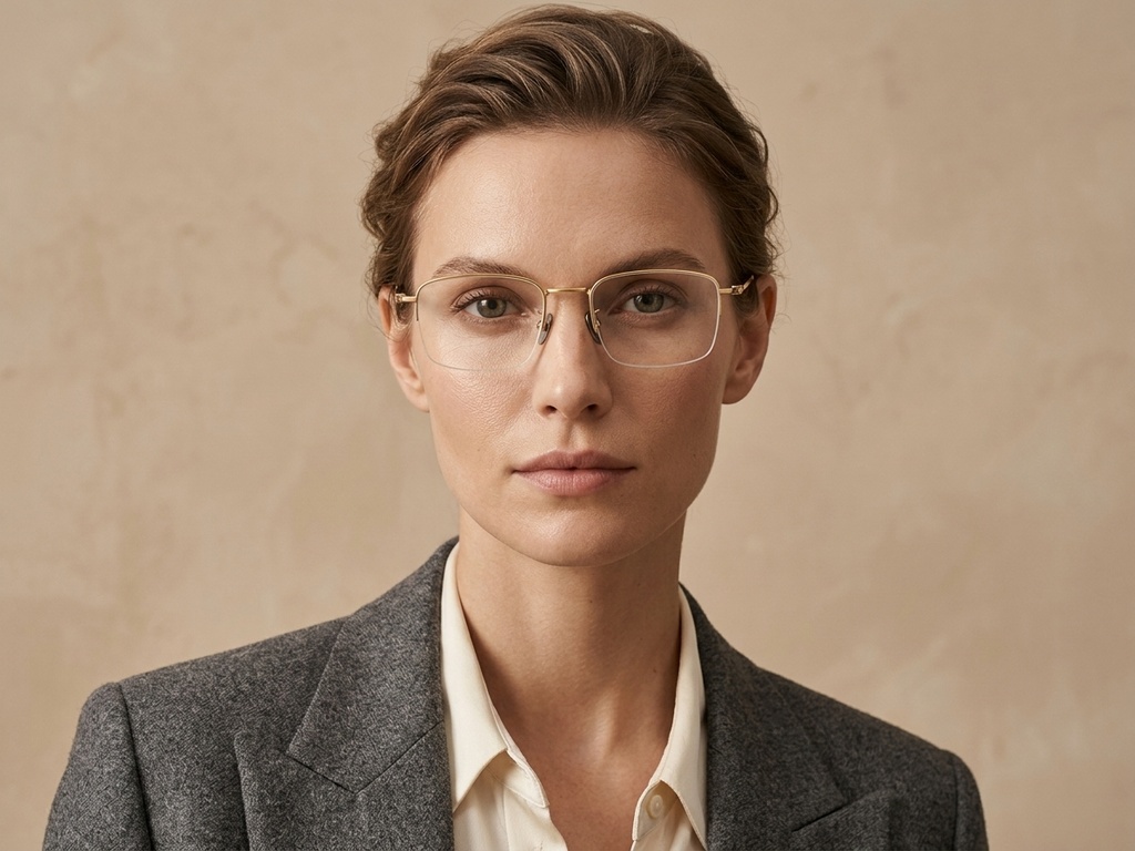BS1913-0570_Golden_Semi-rimless_Titanium_Glasses-tryon_female