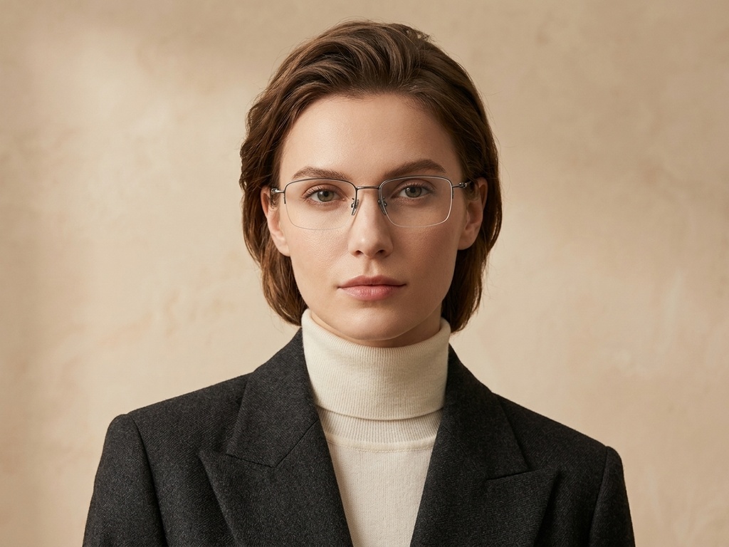 BS1913-0572_Grey_Semi-rimless_Titanium_Glasses-tryon_female