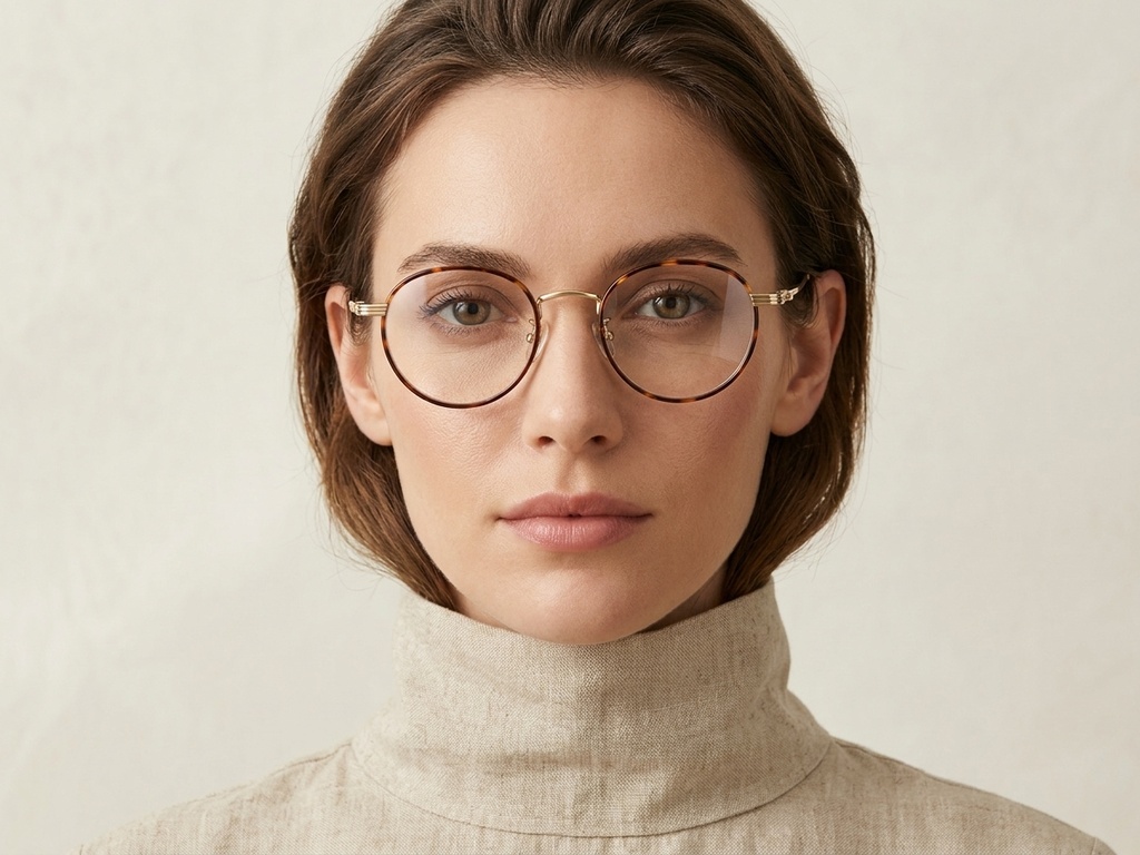 BS1913-0574_Brown_Oval_Titanium_Glasses-tryon_female