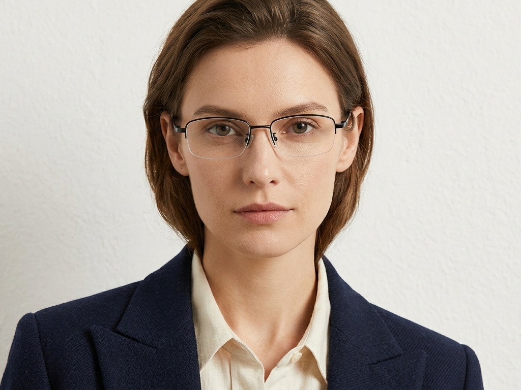 BS1913-0582_Black_Semi-rimless_Titanium_Glasses-tryon_female
