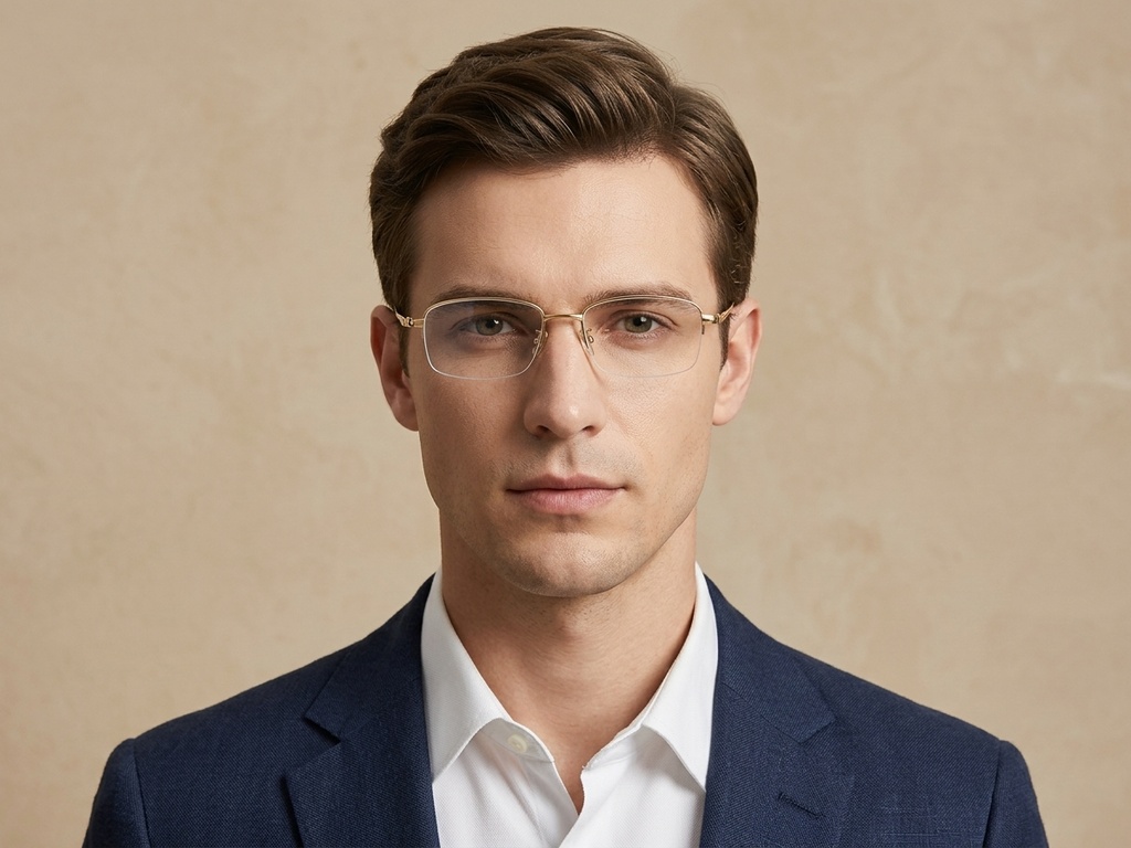 BS1913-0583_Golden_Semi-rimless_Titanium_Glasses-tryon_male