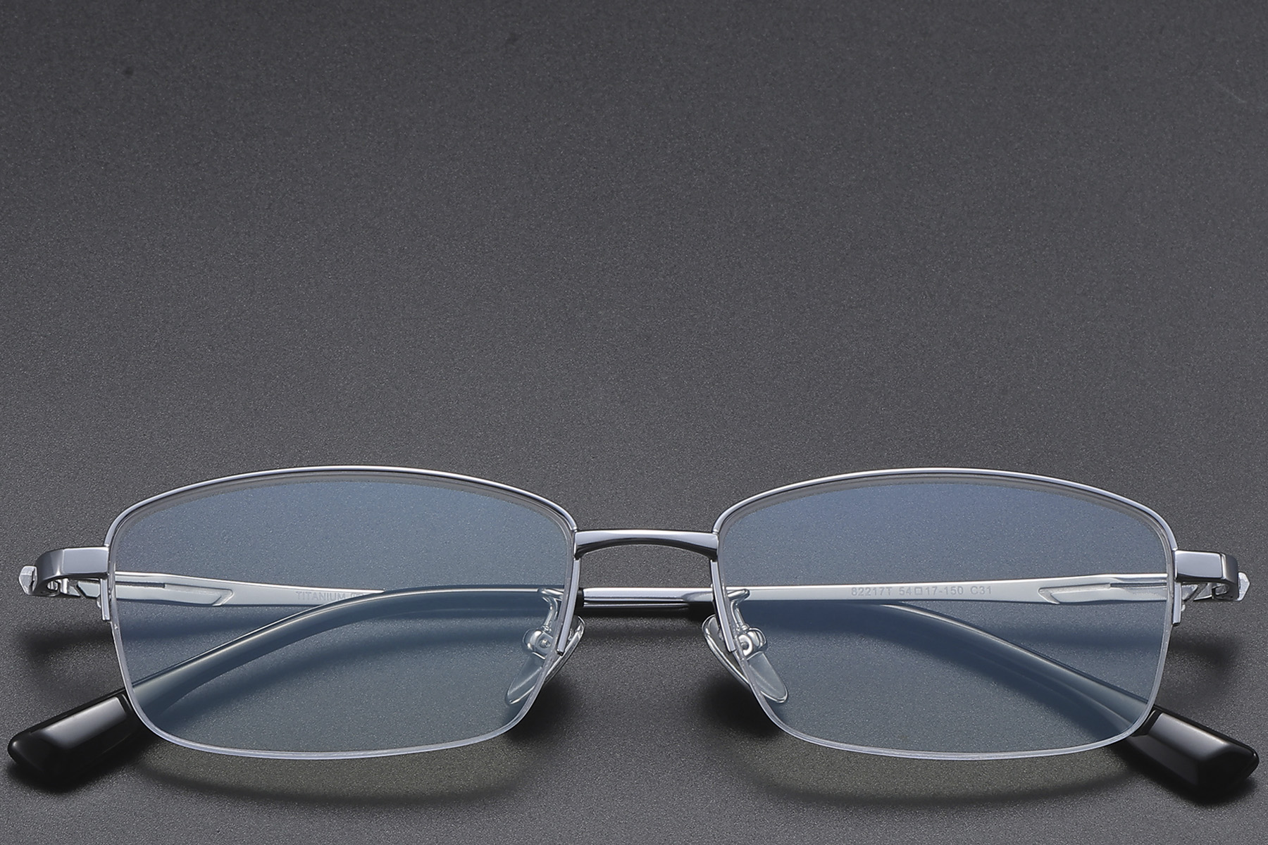 BS1913-0584_Silver_Semi-rimless_Titanium_Glasses_front