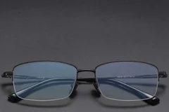 BS1913-0586_Black_Semi-rimless_Titanium_Glasses_front
