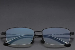 BS1913-0586_Black_Semi-rimless_Titanium_Glasses_front
