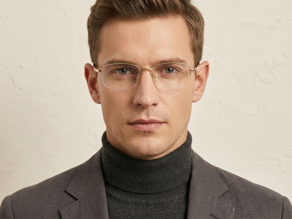 BS1913-0587_Golden_Semi-rimless_Titanium_Glasses-tryon_male