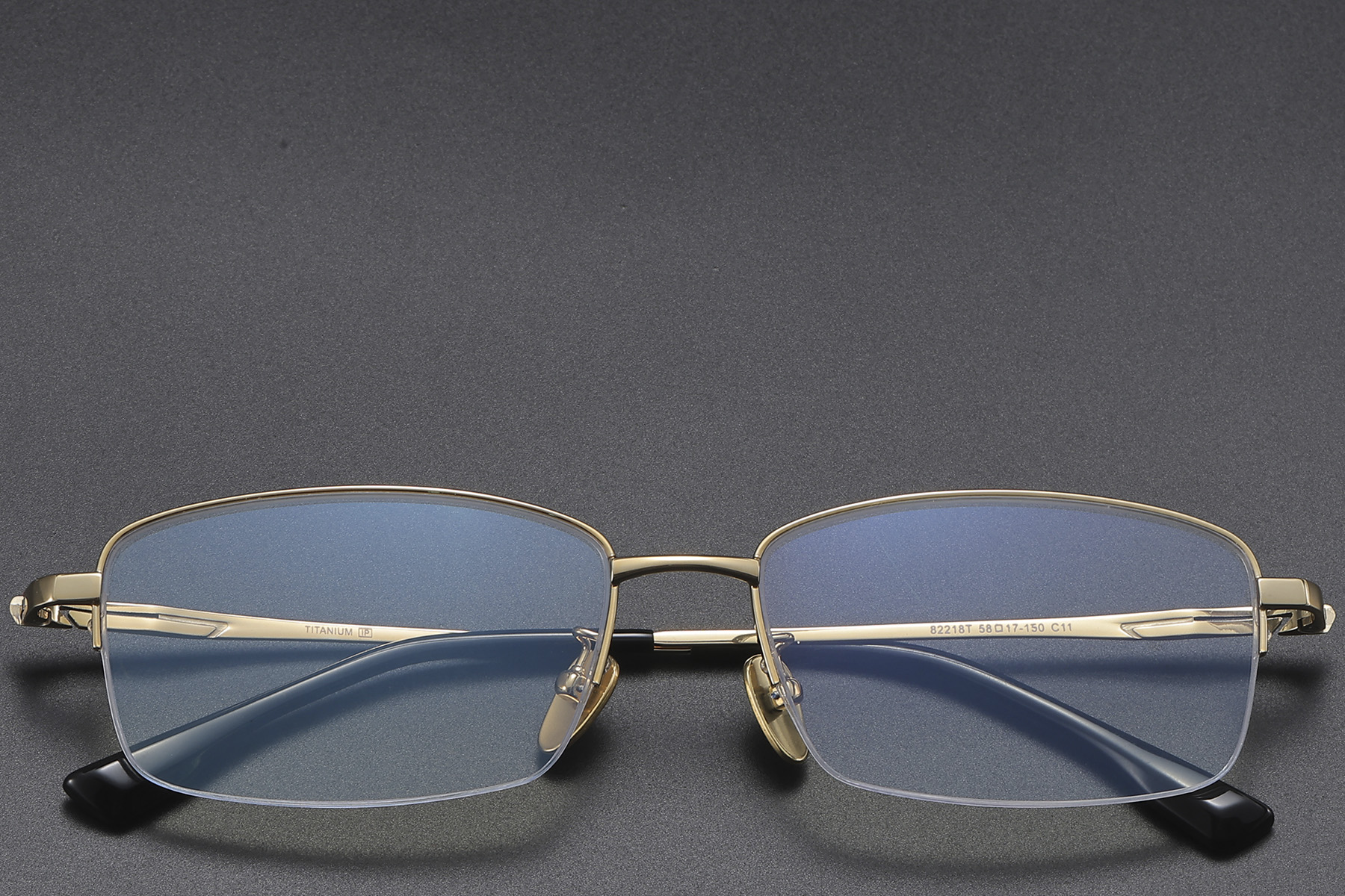 BS1913-0587_Golden_Semi-rimless_Titanium_Glasses_front