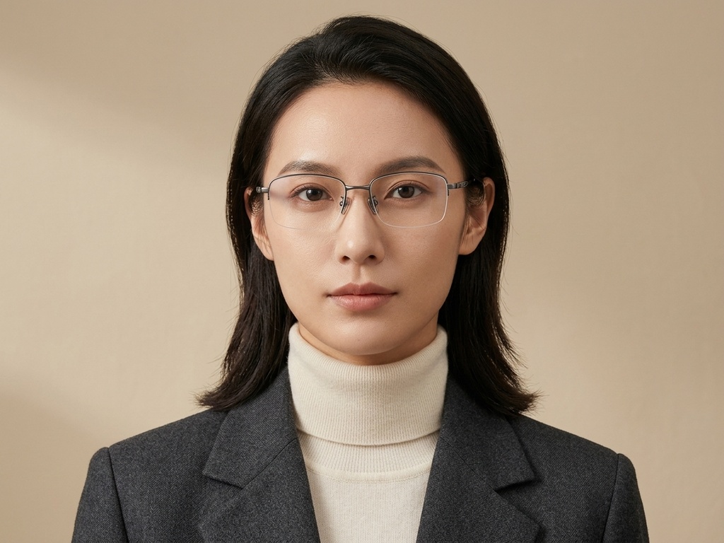 BS1913-0589_Grey_Semi-rimless_Titanium_Glasses_corner-tryon_female