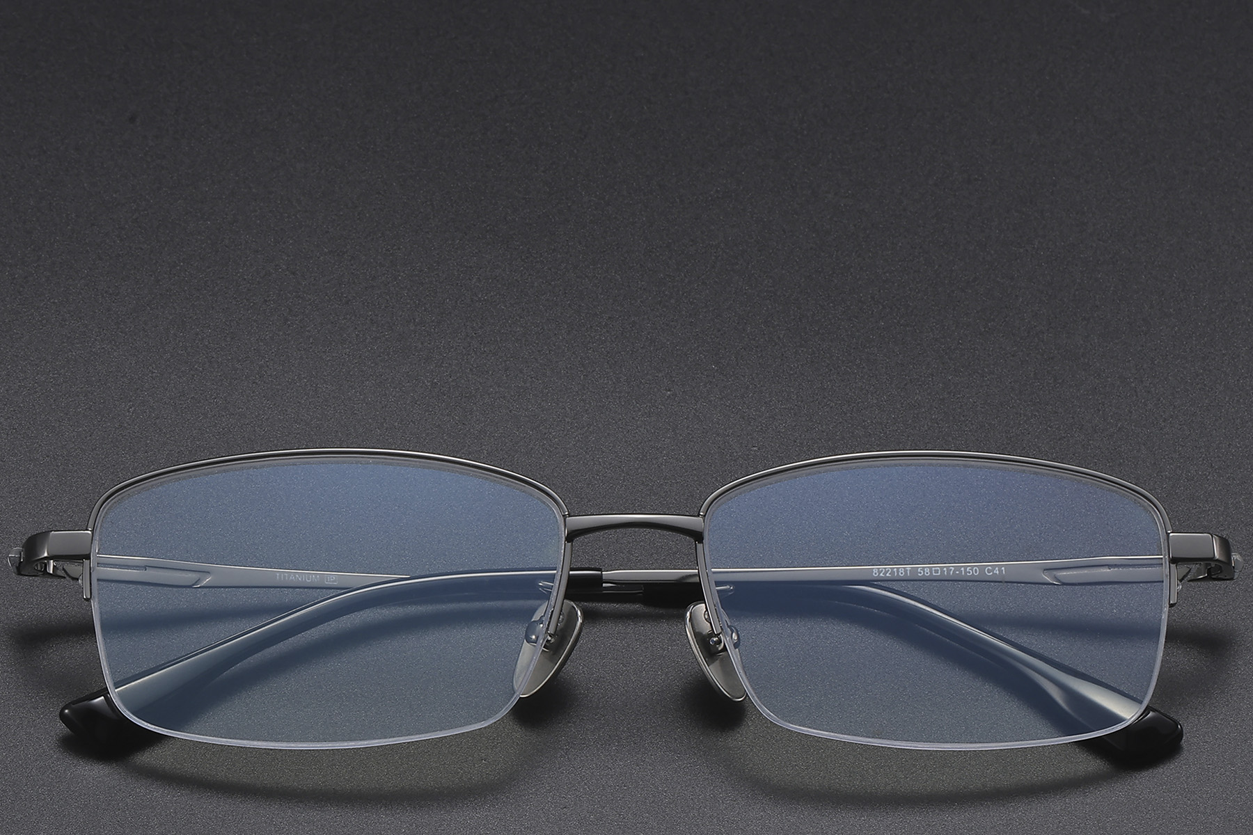 BS1913-0589_Grey_Semi-rimless_Titanium_Glasses_front