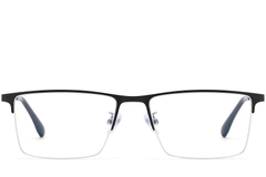 BS1913-0590_Black_Semi-rimless_Titanium_Glasses_front