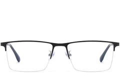 BS1913-0590_Black_Semi-rimless_Titanium_Glasses_front