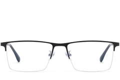 BS1913-0590_Black_Semi-rimless_Titanium_Glasses_front