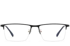 BS1913-0591_Black_Semi-rimless_Titanium_Glasses_front