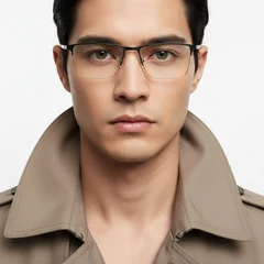 bs1913-0591_black_semi-rimless_titanium_glasses_model