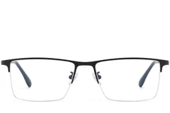 BS1913-0592_Black_Semi-rimless_Titanium_Glasses_front