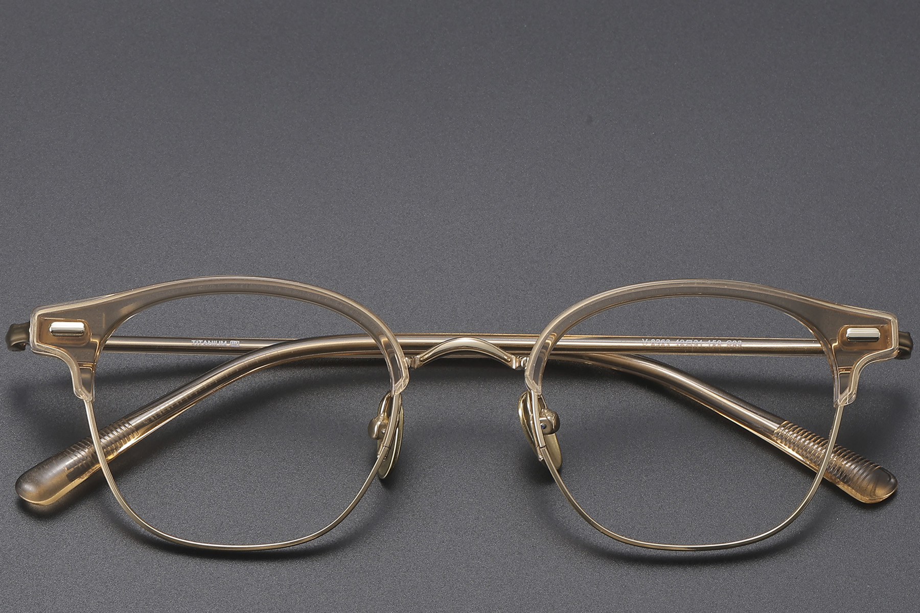BS1913-0608_Golden_Semi-rimless_Metal_glasses_front
