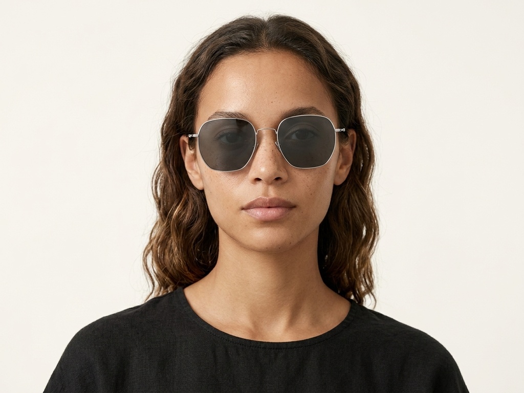 BS1913-0632_Grey_Geometric_Titanium_sunglasses-tryon_female